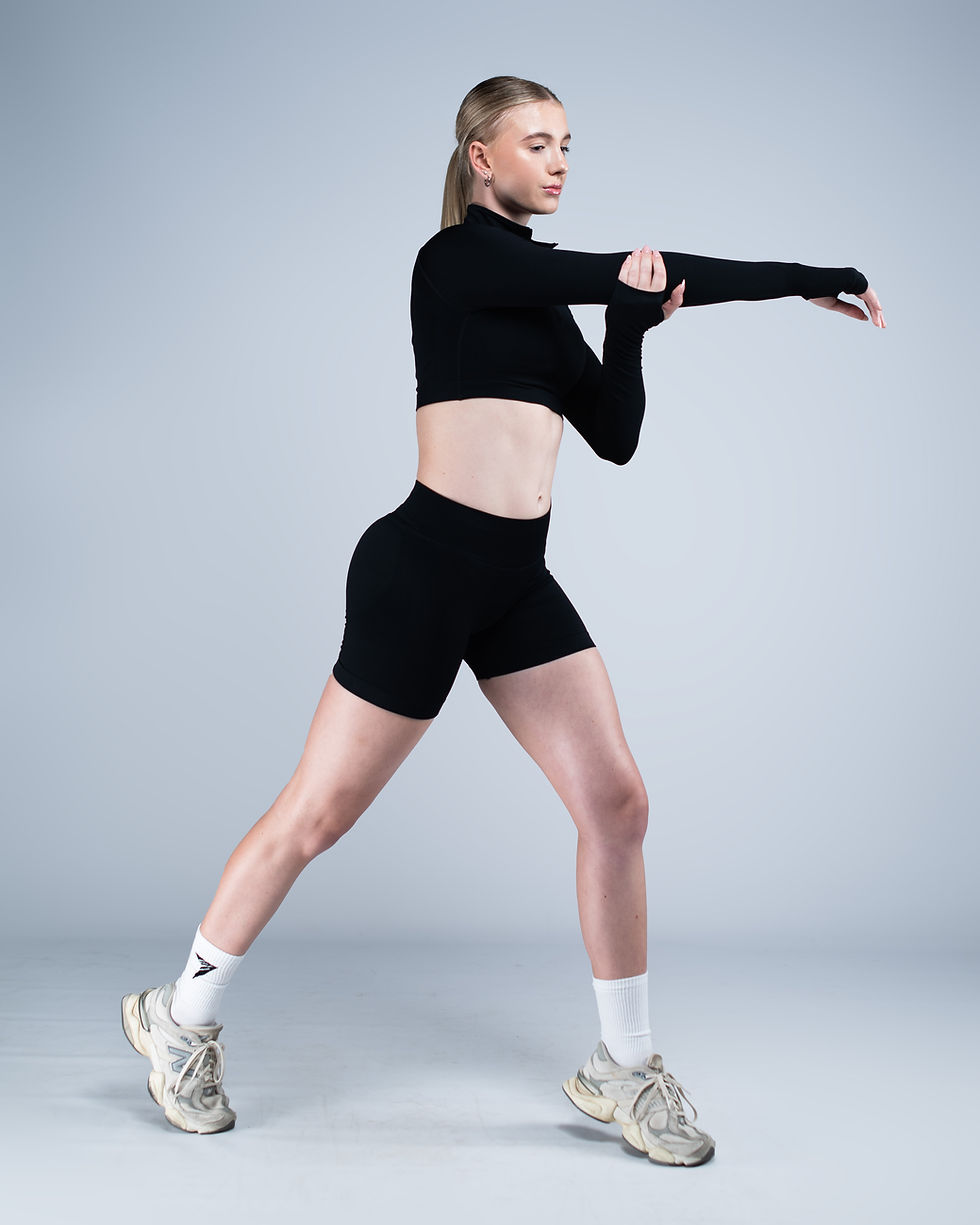Thumbnail: Apex Zip Crop Top- Black Onyx