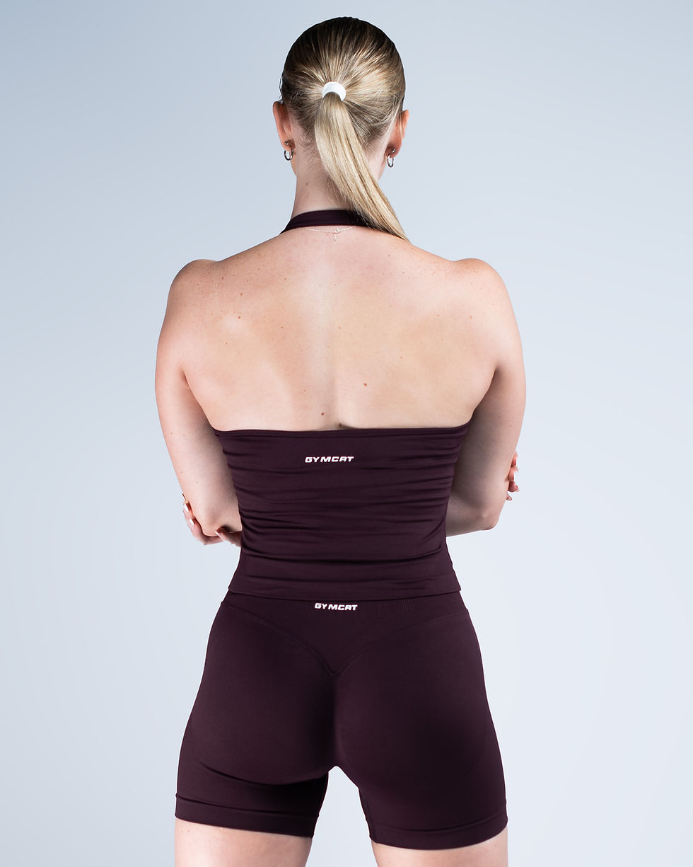 Thumbnail: Apex Seamless Halter Tank Top- Burnt Mocha