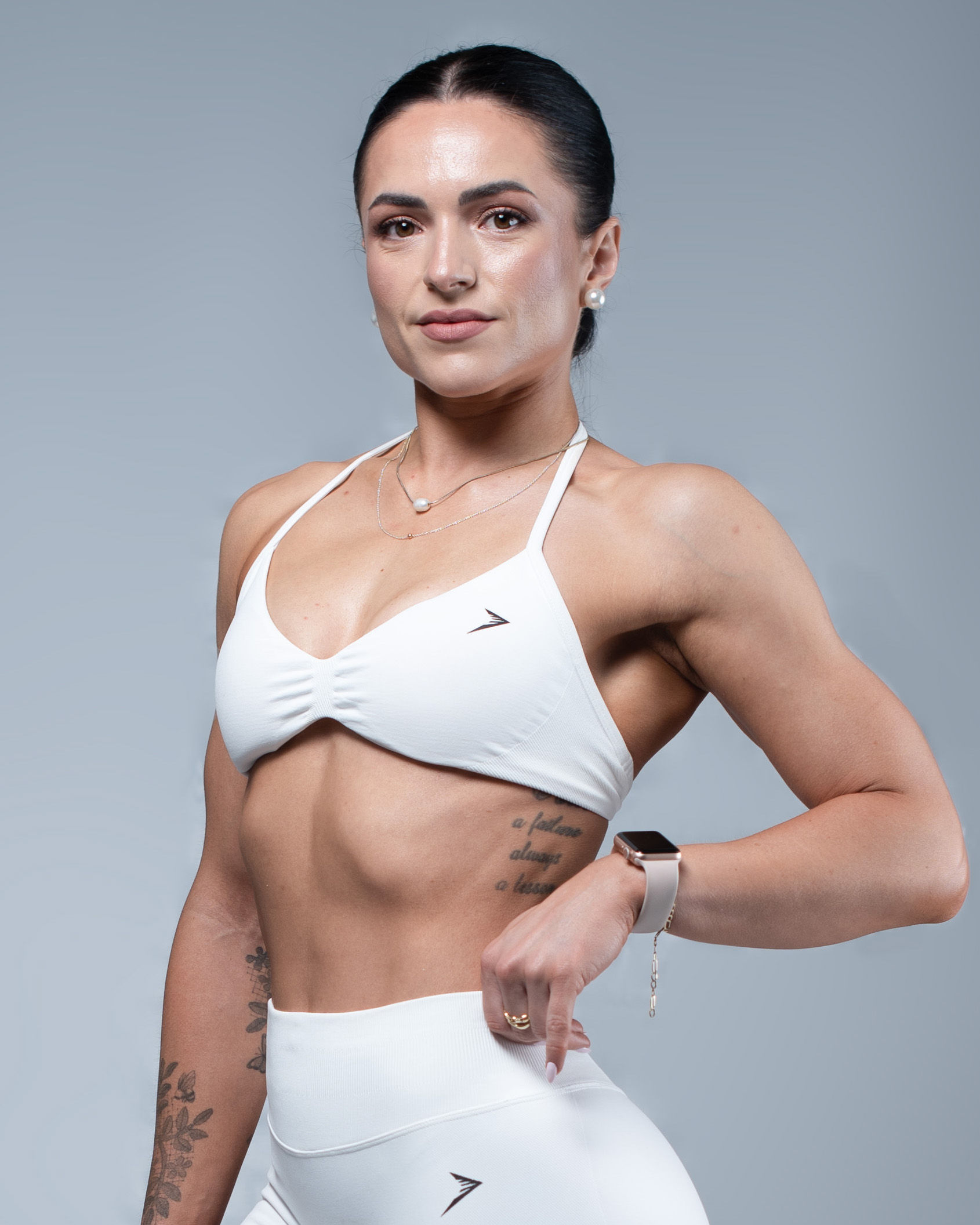 Amplify Strappy Bra- Glacier White