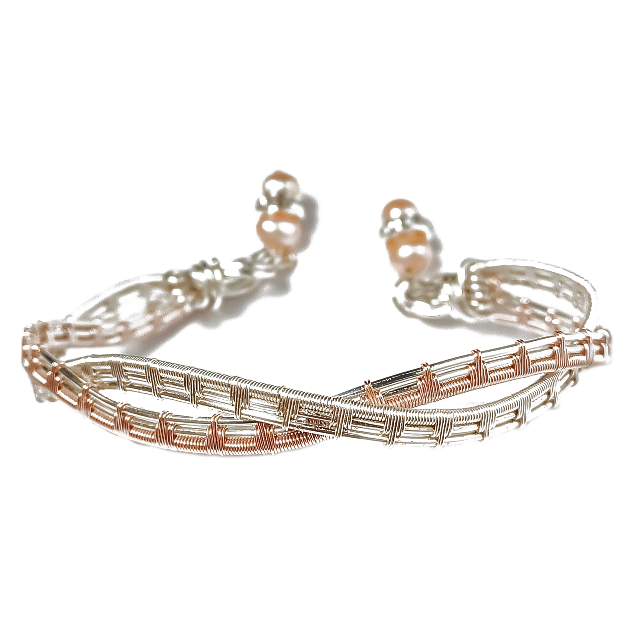 Woven Peach Pearl Bracelet