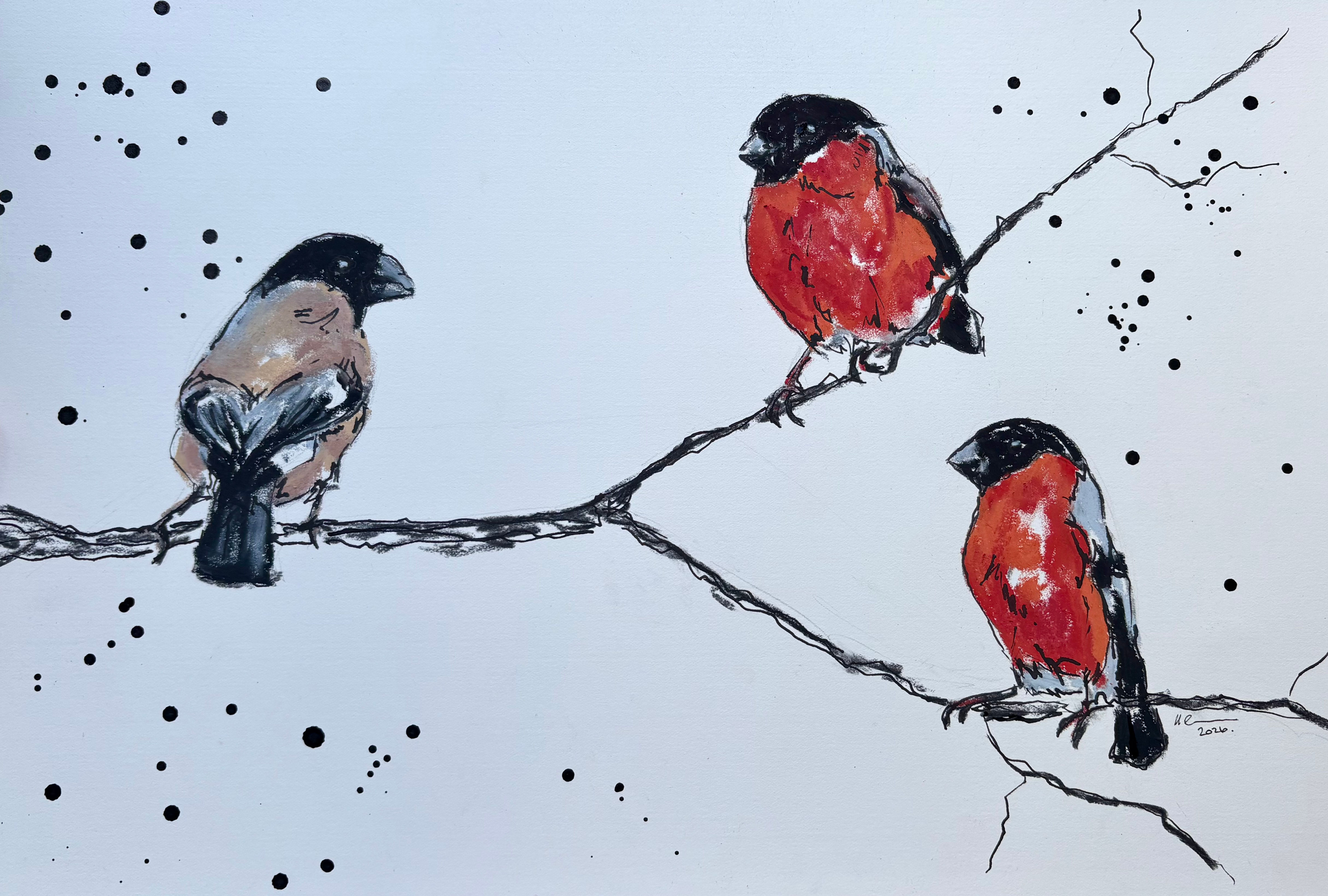 Bullfinches I - Original Artwork