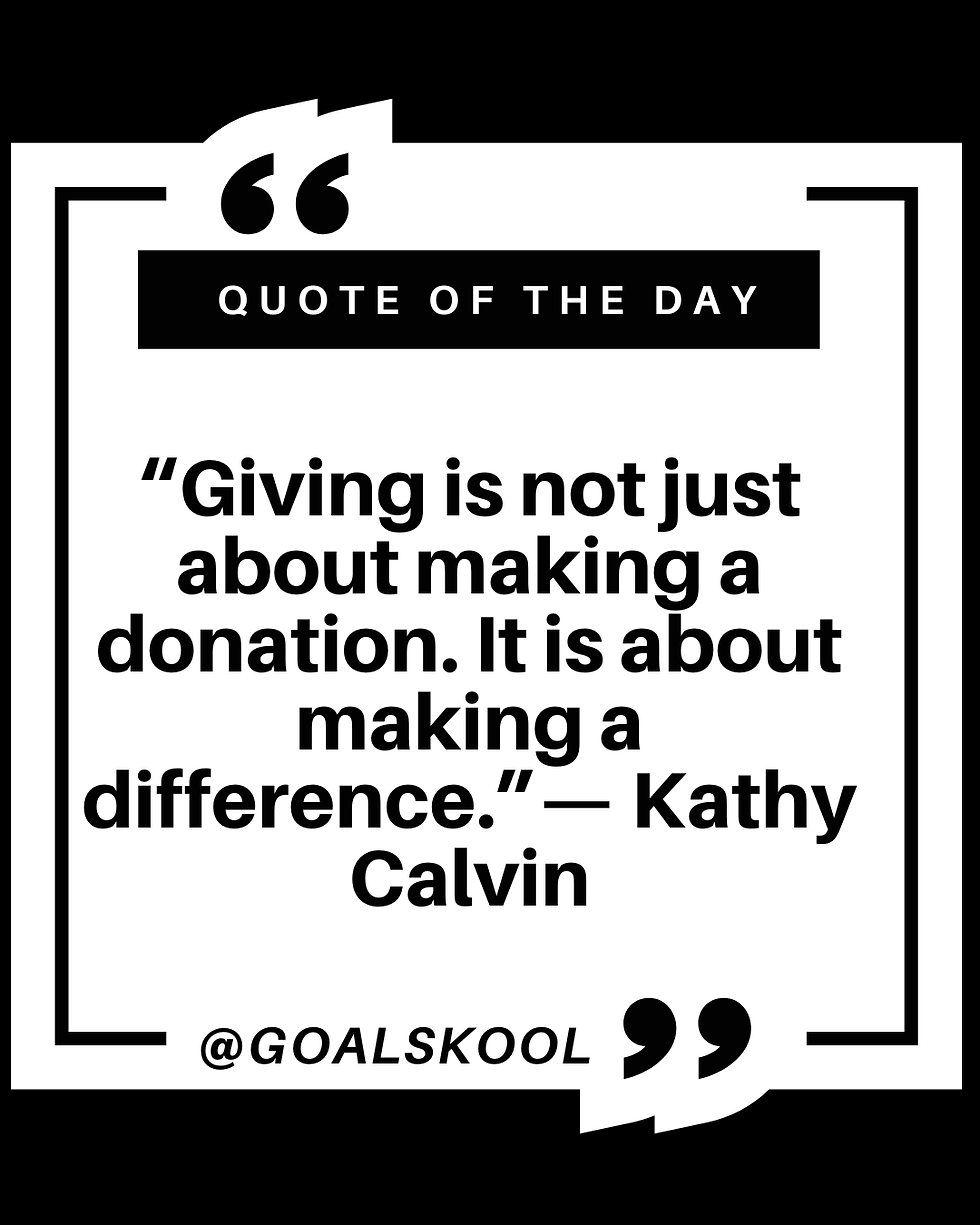 Quote of the Day“Giving is not just about making a donation. It is about making a difference.