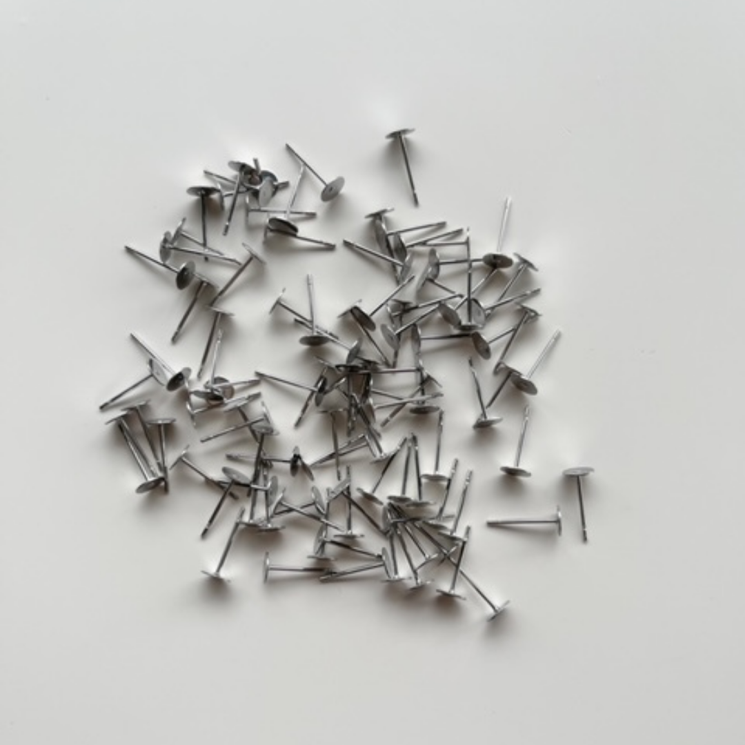 Silver Earring Posts (5mm, 50 Pairs / 100pc)