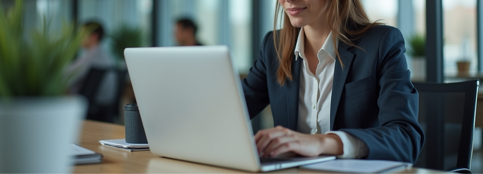 Eye-level view of a recruiter reviewing candidate profiles on a laptop
