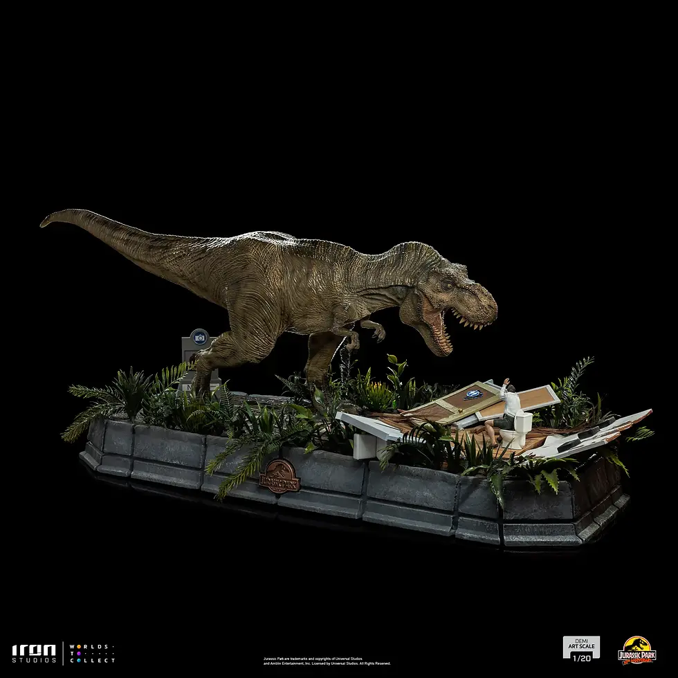 Miniatura: T-Rex and Donald Gennaro - Jurassic Park - Demi Scale 1/20 - Iron Studios