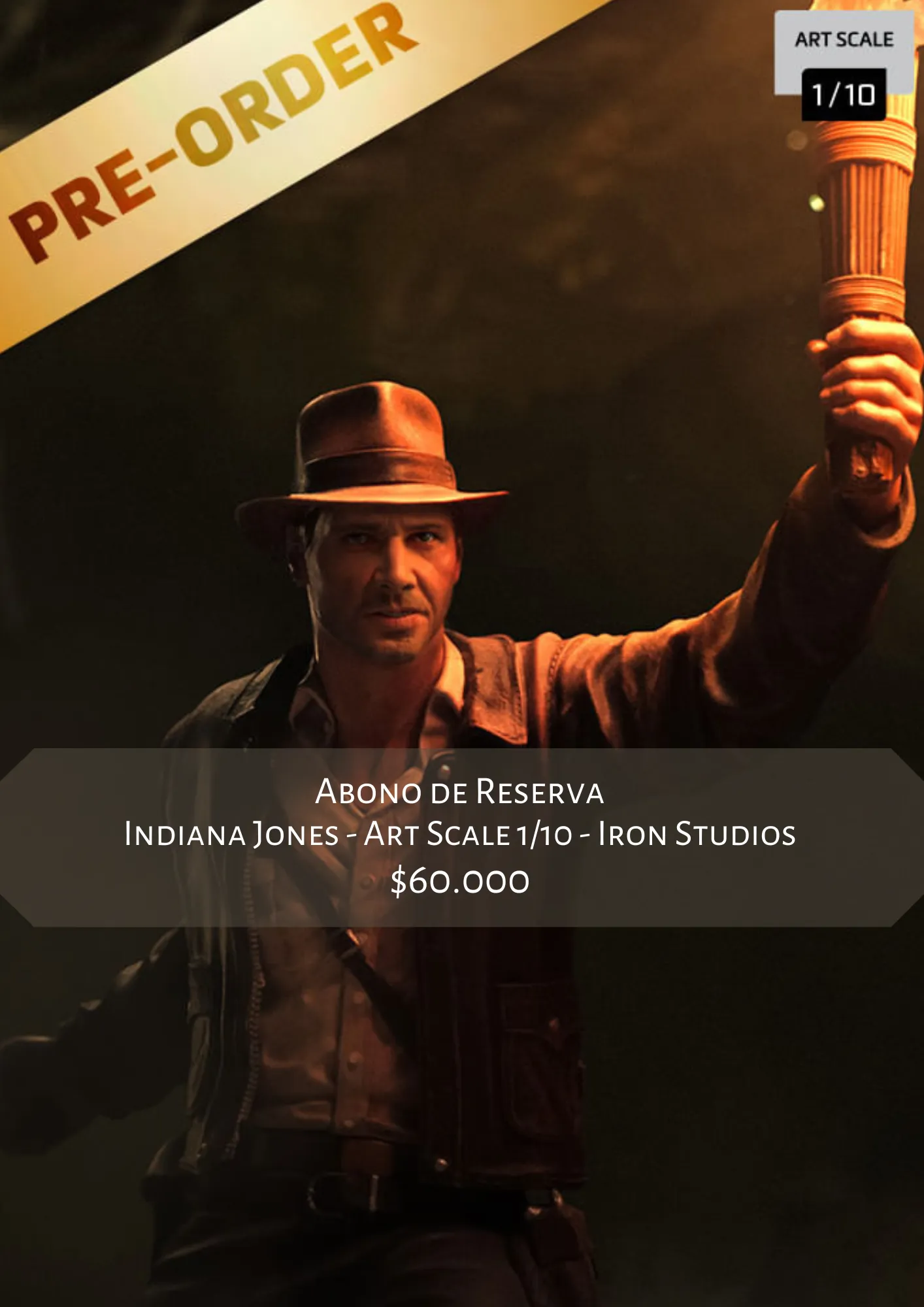 Iron Studios Indiana Jones Estatua Art Scale 1/10, 25.6 Cm, Resina Pintada A Mano, Licencia Oficial, Ideal Para Coleccionistas