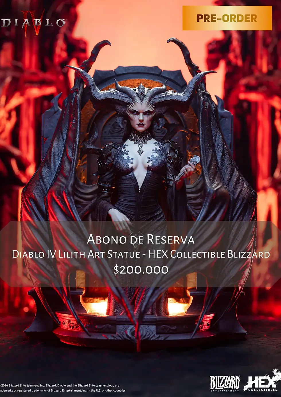 Diablo IV Lilith Art Statue - HEX Collectibles - Blizzard