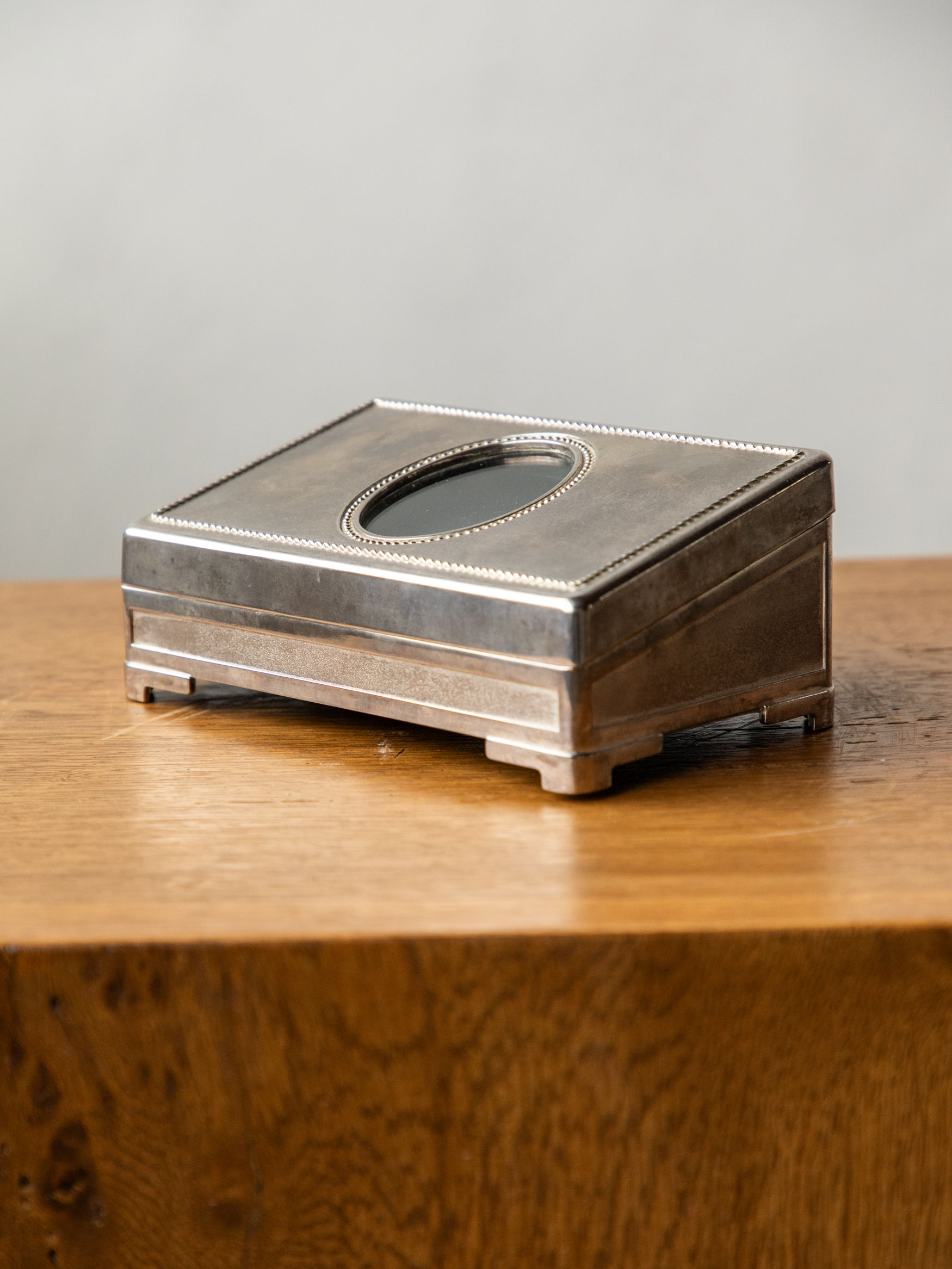 Vintage French Pewter Jewelry Box