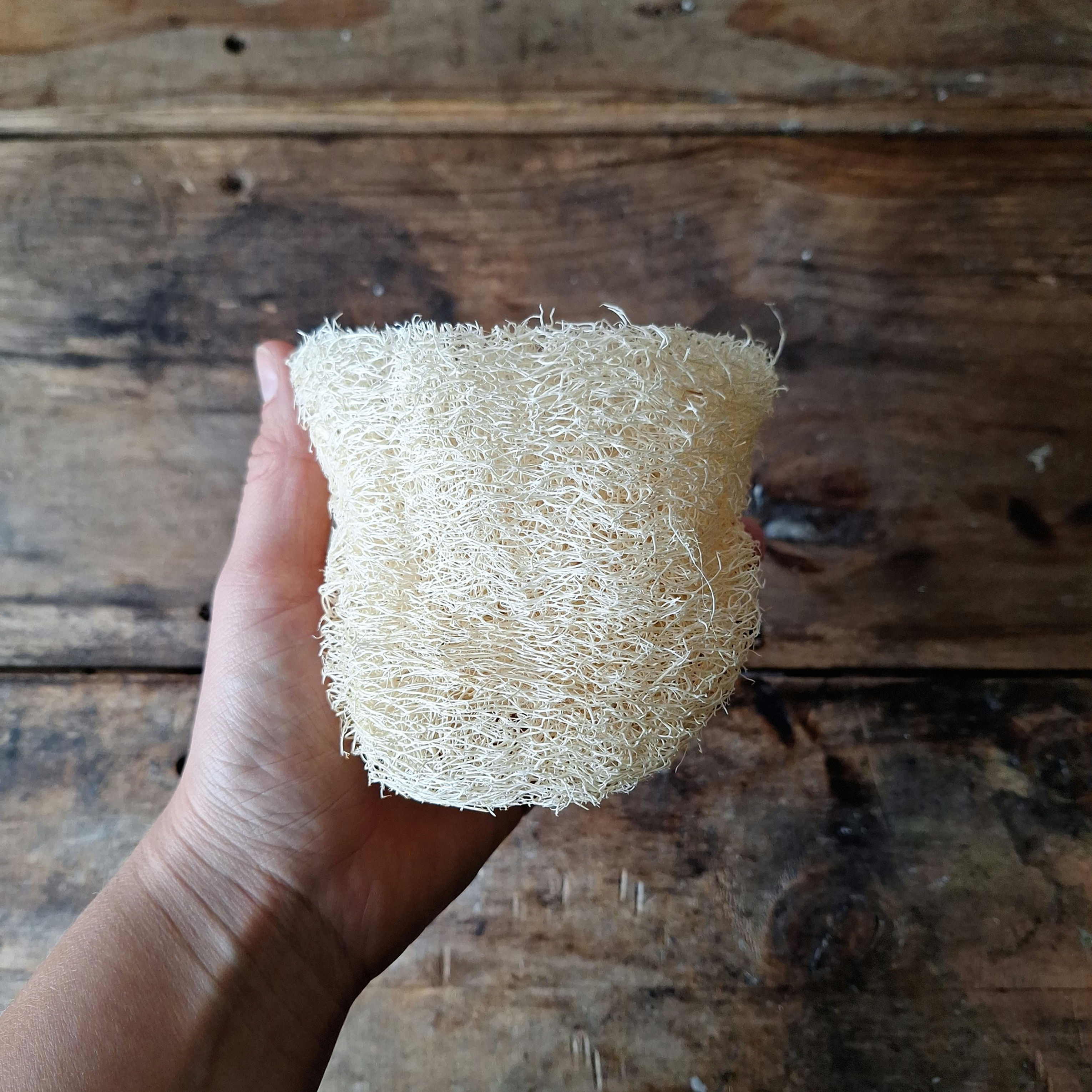 Natural Loofah Kitchen Sponge – Hand-Cut, Palm Size