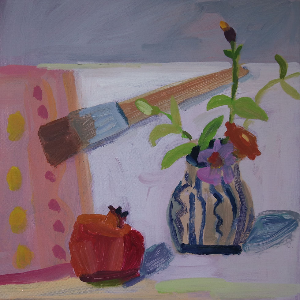 Bench with Zinnias