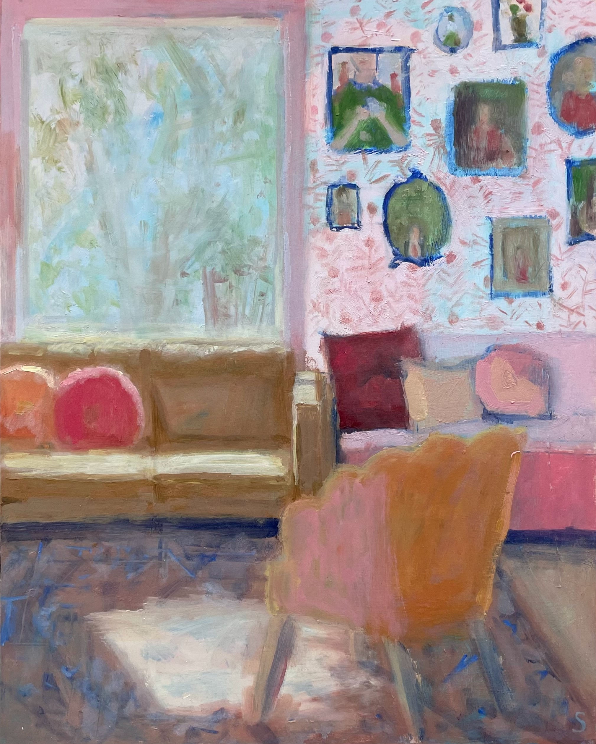 Gallery Wall in Pink and Orange