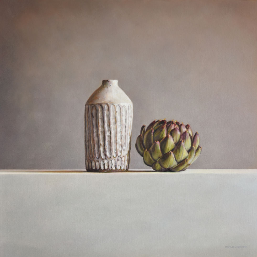 Carved Bottle and Artichoke