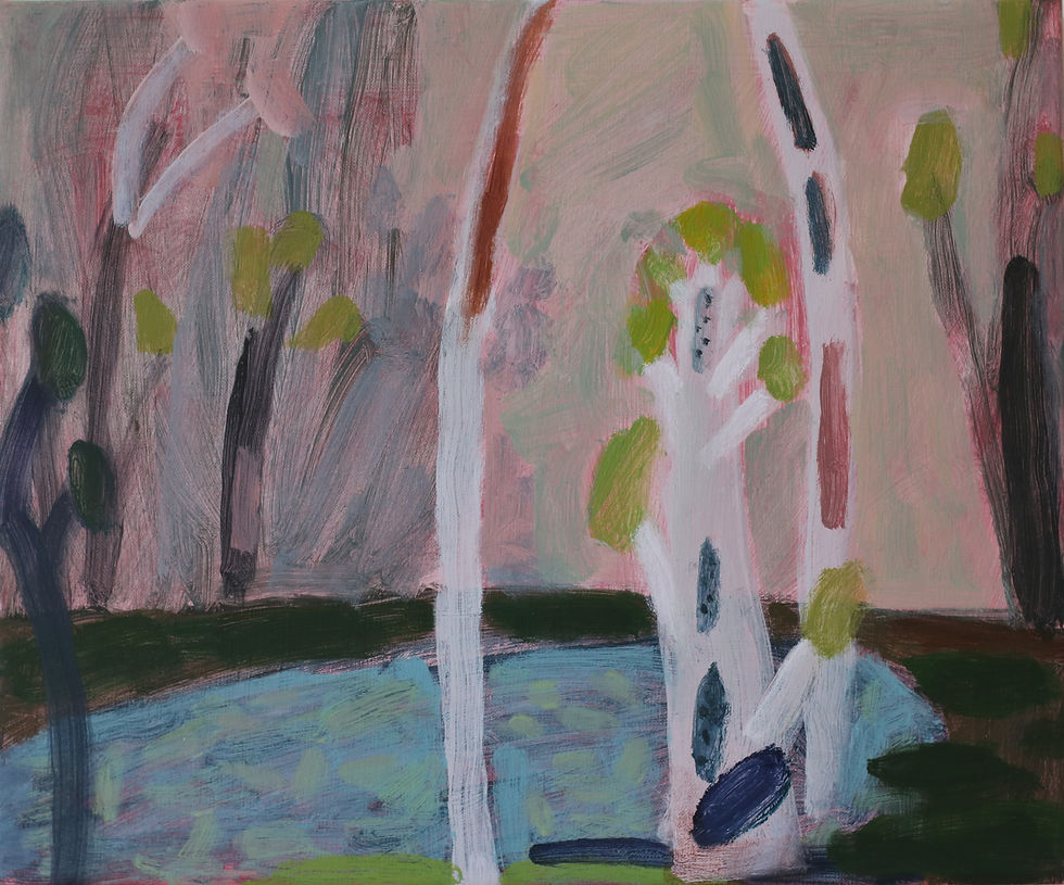 Winter Lagoon with Three Trees