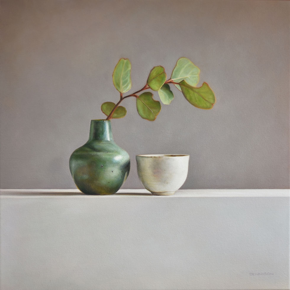 Gum Leaves and Green Vase