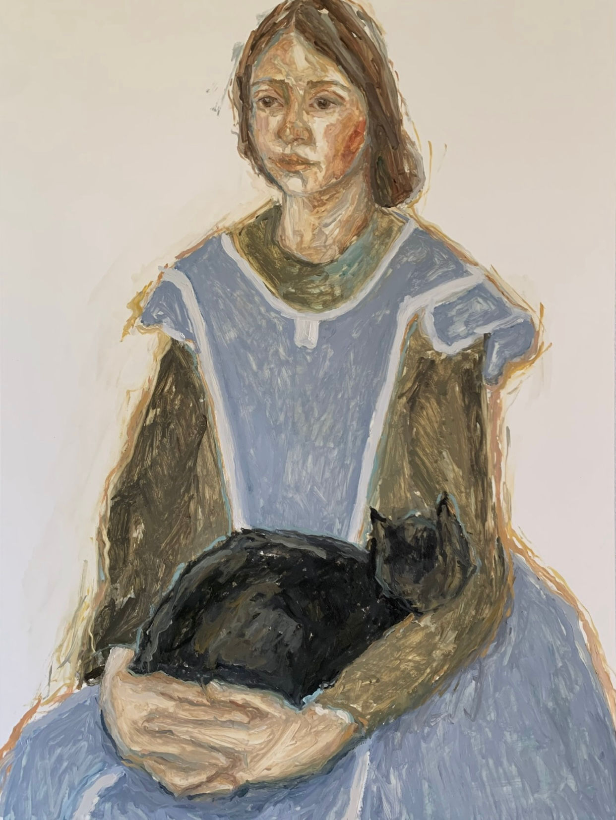 Girl With Cat (Blue Pinafore)