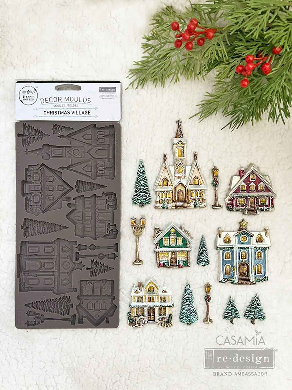 Christmas Village Decor Mould Redesign with Prima