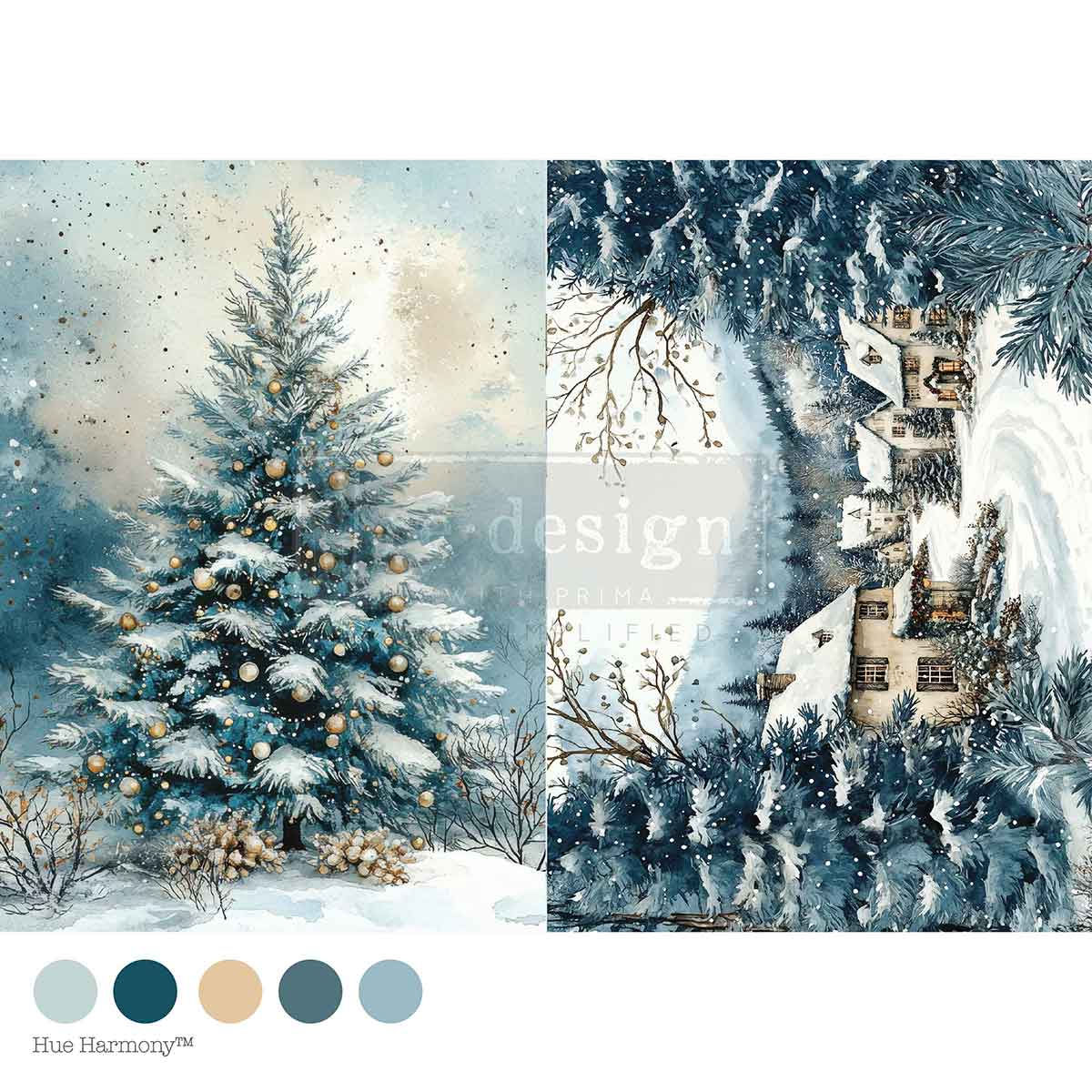 Silent Night Sparkle A4 Decoupage Paper Redesign with Prima