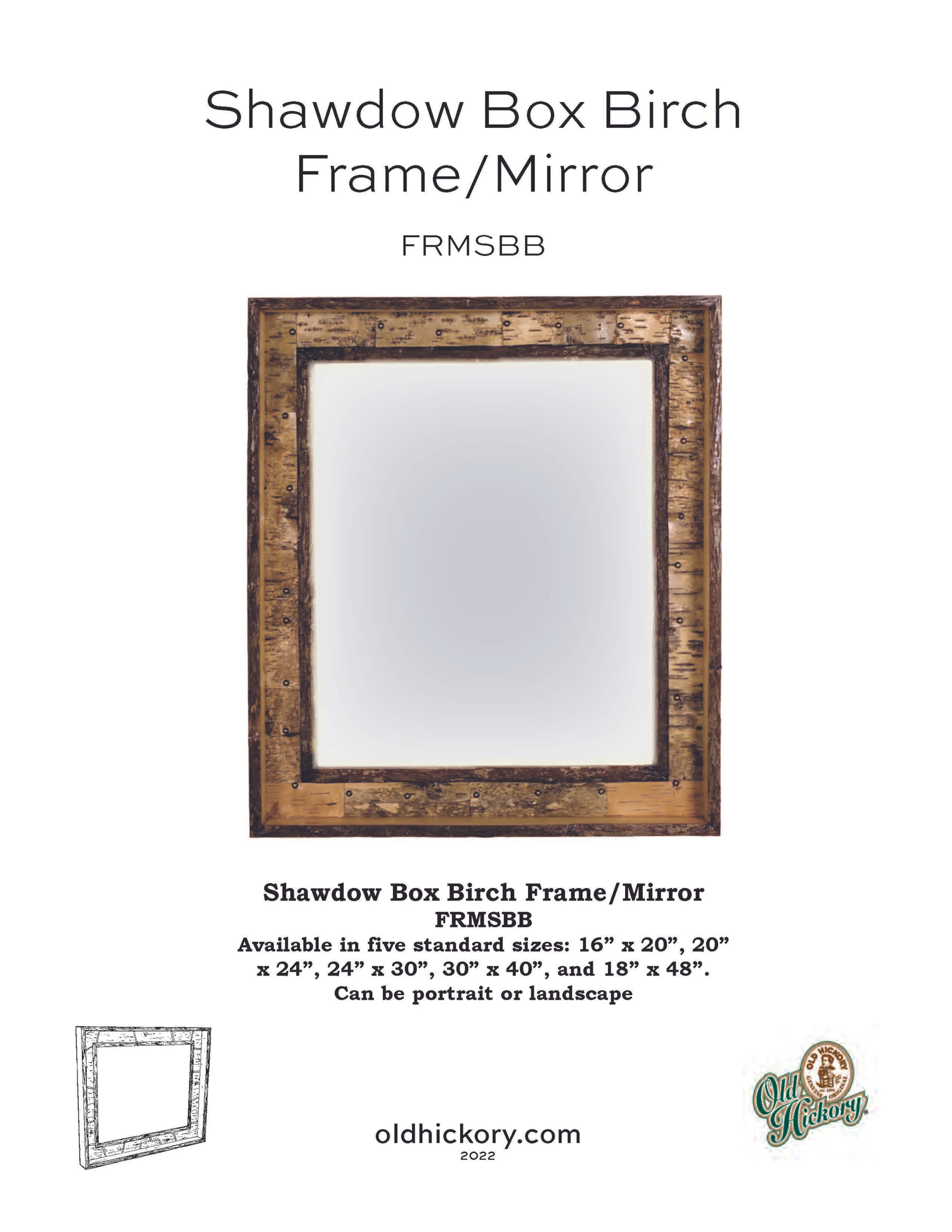Shadow Box Birch Frame/Mirror - FRMSBB