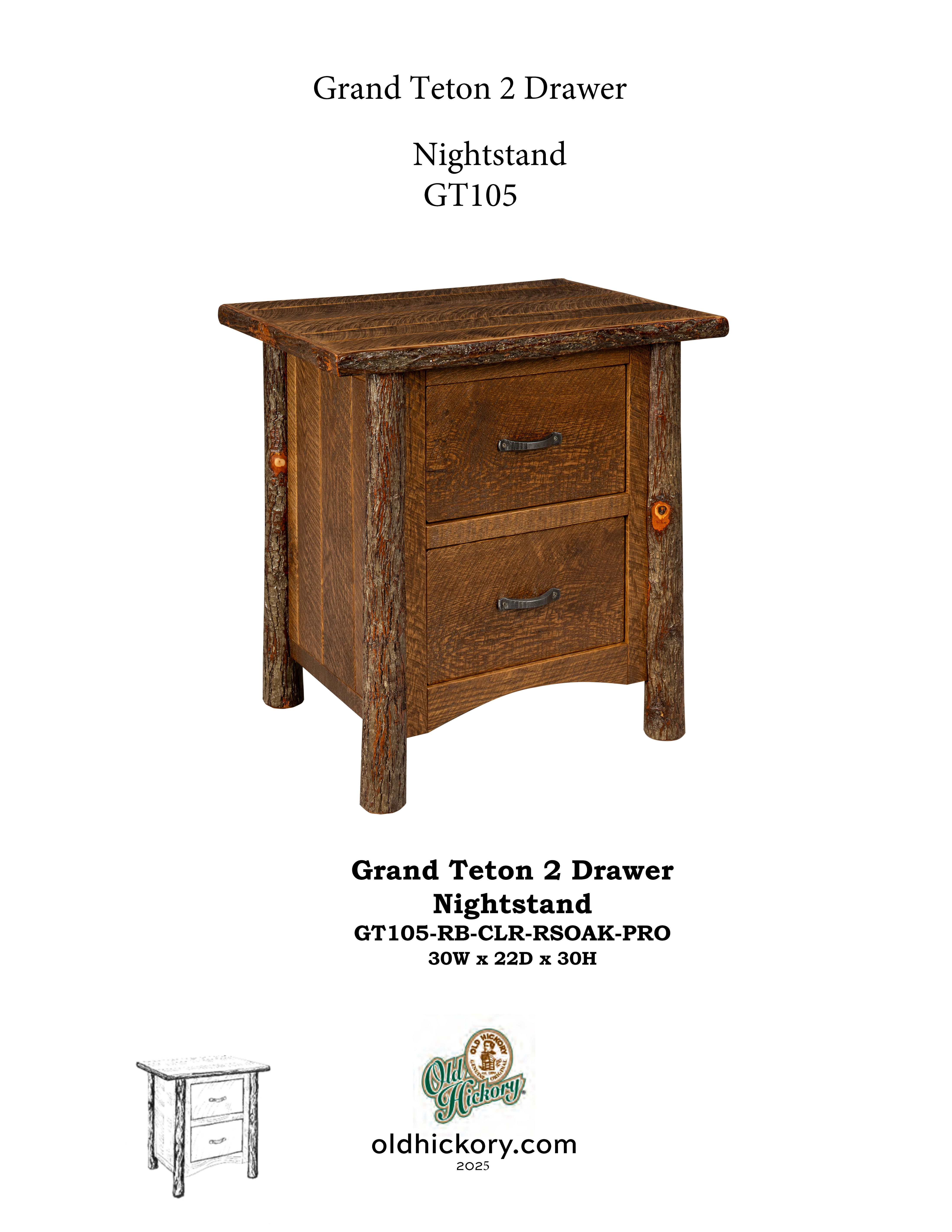 Grand Teton 2 Drawer Nightstand - GT105
