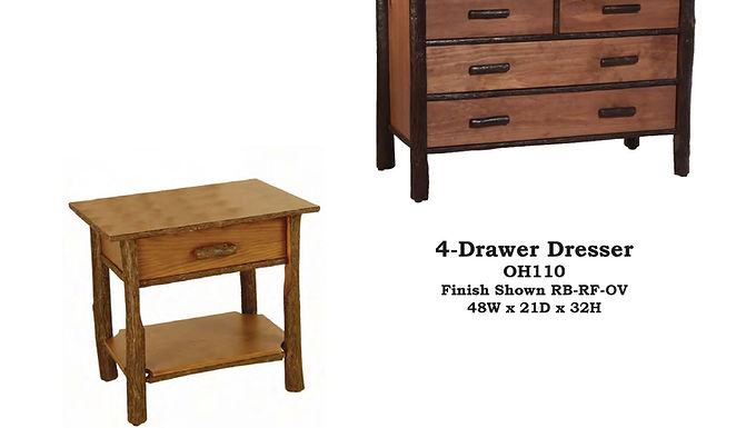 Nightstand with Lower Shelf & 4-Drawer Dresser - OH105/OH110
