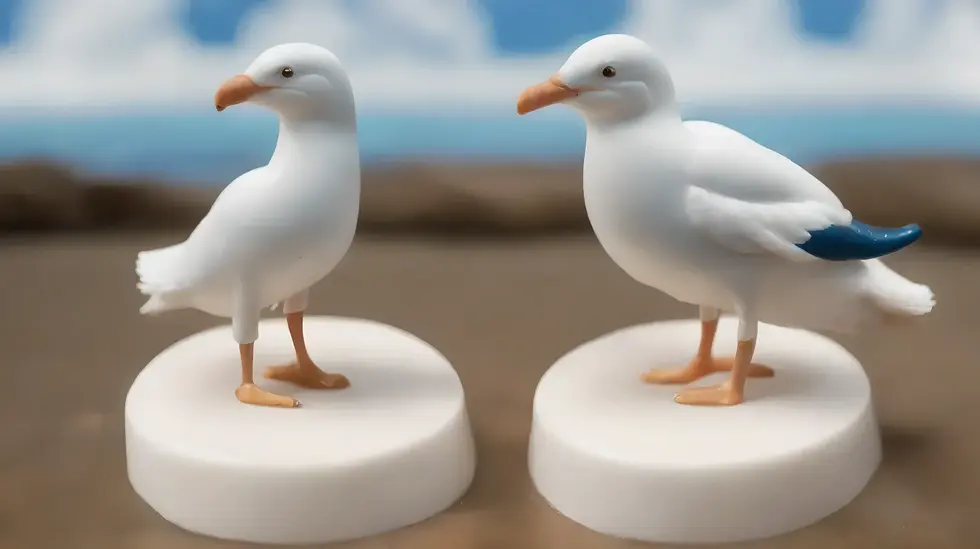 Plastic figurine of two sea gulls