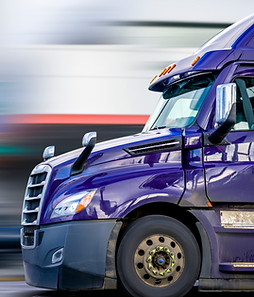 Bright Purple Bonnet Big rig long haul diesel Semi Truck with high cab configuration for i