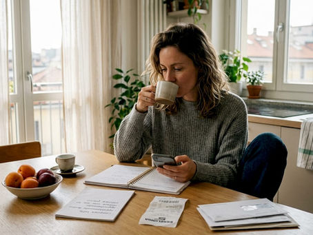 Donna che gestisce con serenità le piccole sfide quotidiane