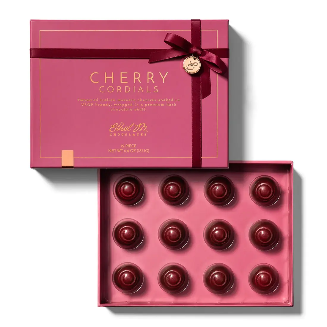 THE CHERRY CORDIAL COLLECTION, 12-PIECE PREMIUM CHOCOLATE ASSORTMENT BOX