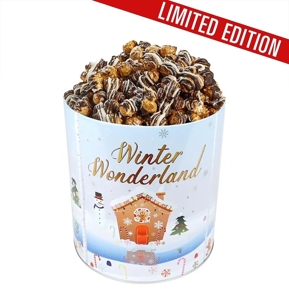 White & Dark Chocolate Swirl Popcorn Tin
