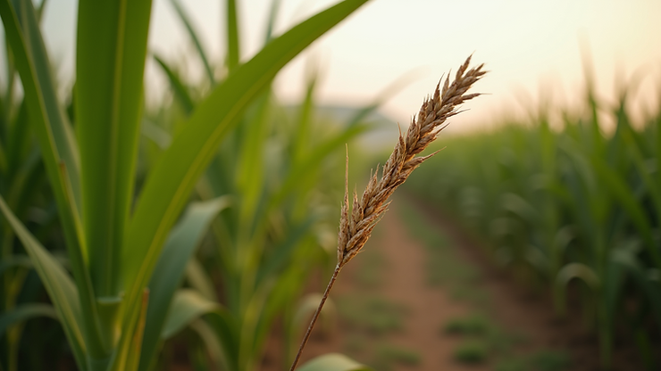 Close-up view of sugarcane stalks in a field