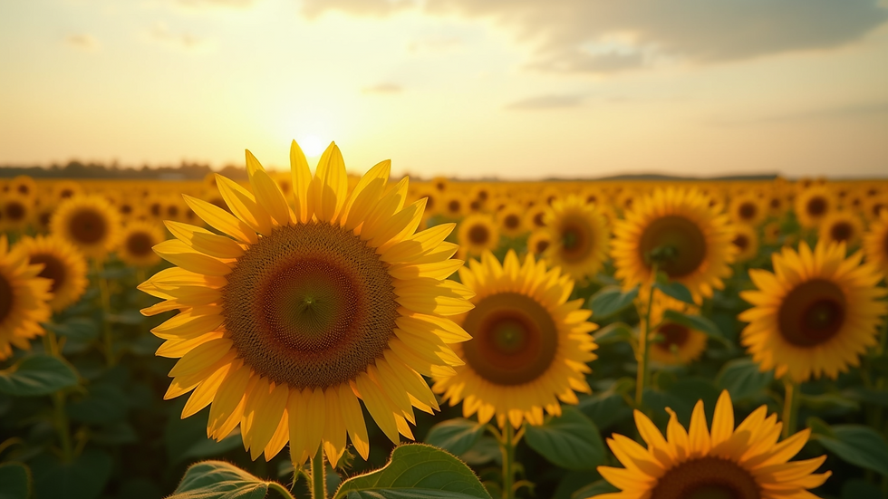High angle view of vast sunflower fields in Ukraine