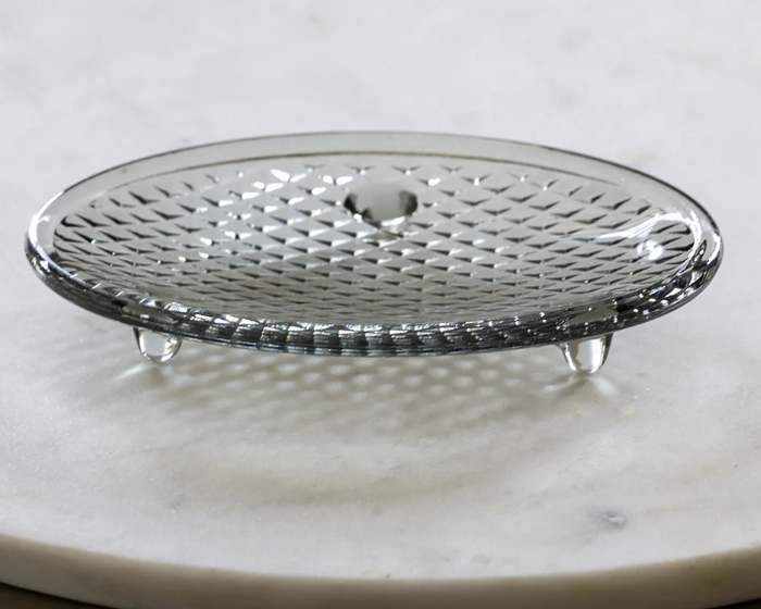 Thumbnail: Recycled Glass Soap Dish -light grey
