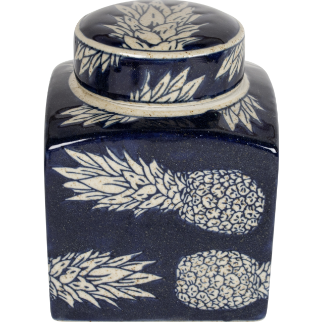 Thumbnail: Square Storage jar Indigo - Pineapple