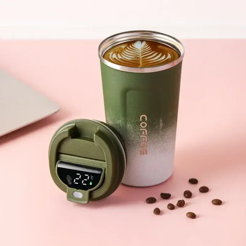 Thumbnail: 380/510ml Thermos Coffee Mug Stainless Steel Coffee Cup Temperature Display