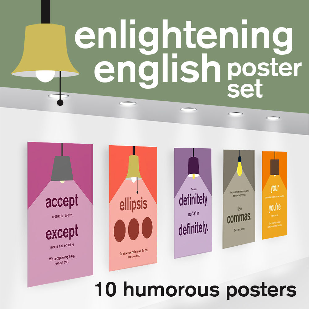 High School Posters - Middle School Posters - Grammar Punctuation Posters