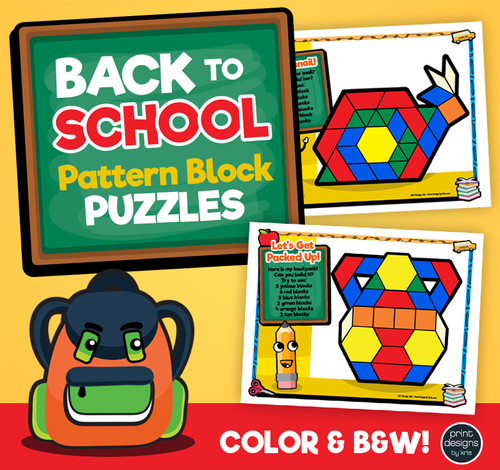 Pattern Block Puzzles • Math Shape Puzzles • Back to School Theme ...