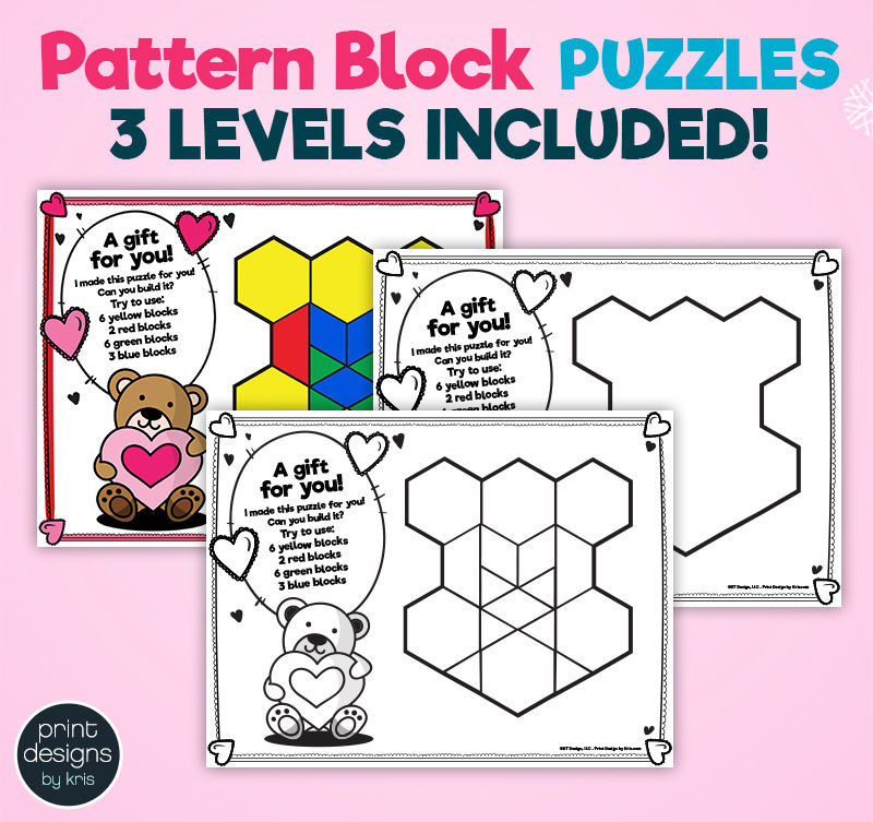 Thumbnail: Pattern Block Puzzles • Math Shape Puzzles • February Winter Theme