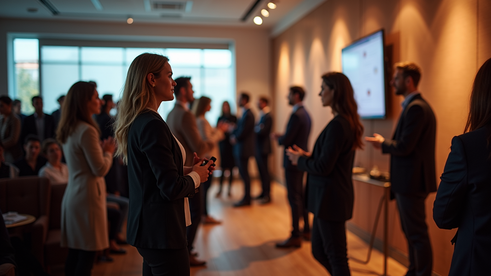 High angle view of a professional networking event for women