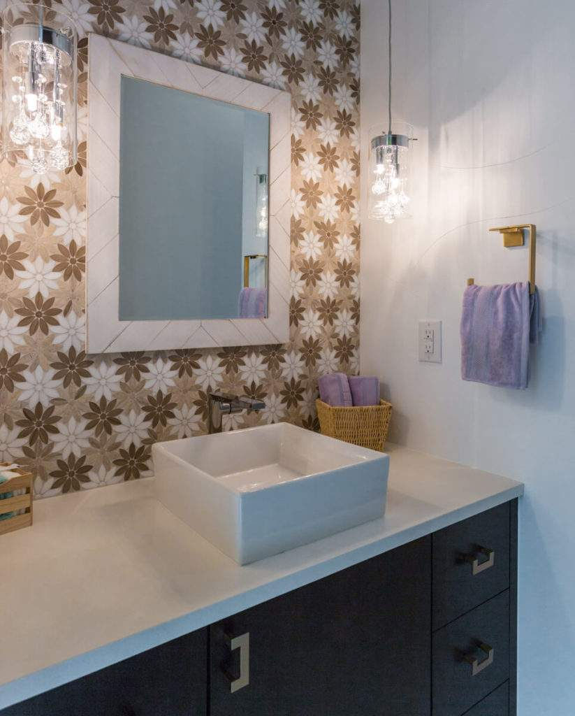 bathroom with new wallpaper in denver