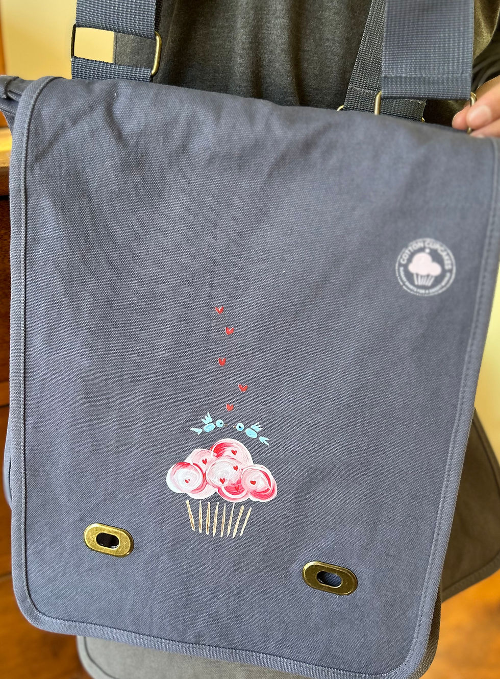 Thumbnail: Love is Sweeter When We Share Cupcakes Canvas Messenger Bag