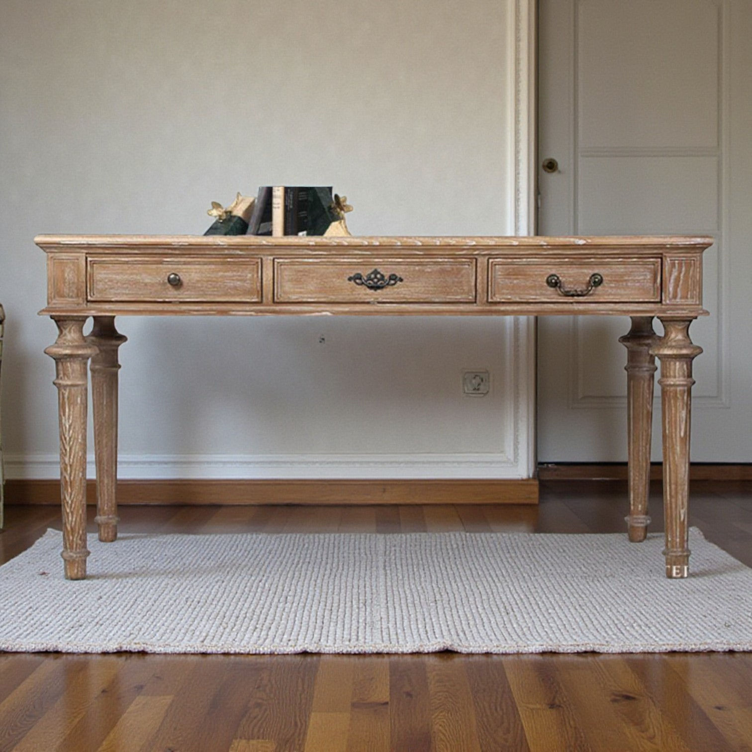 140CM WOODEN 3 DRAWER SIDE TABLE