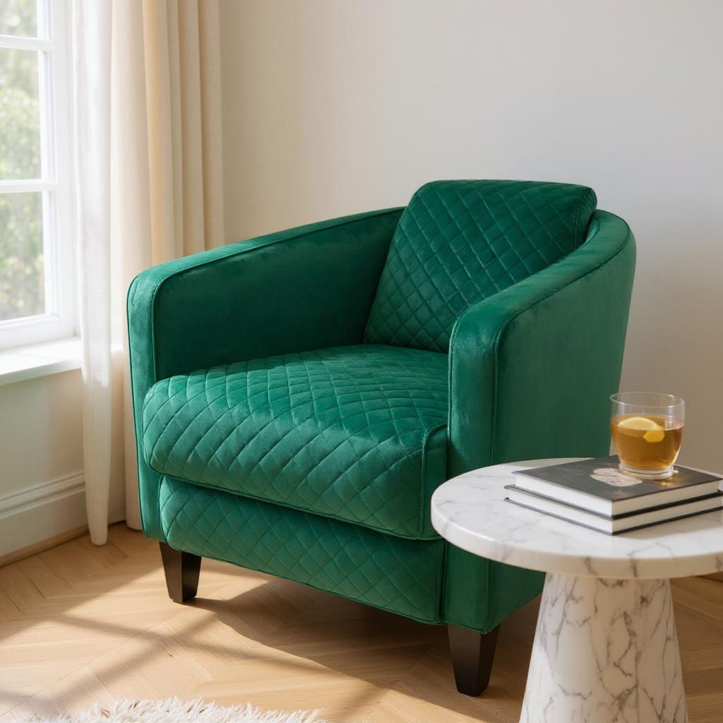86CM SEAGRASS COLOUR VELVET ARMCHAIR