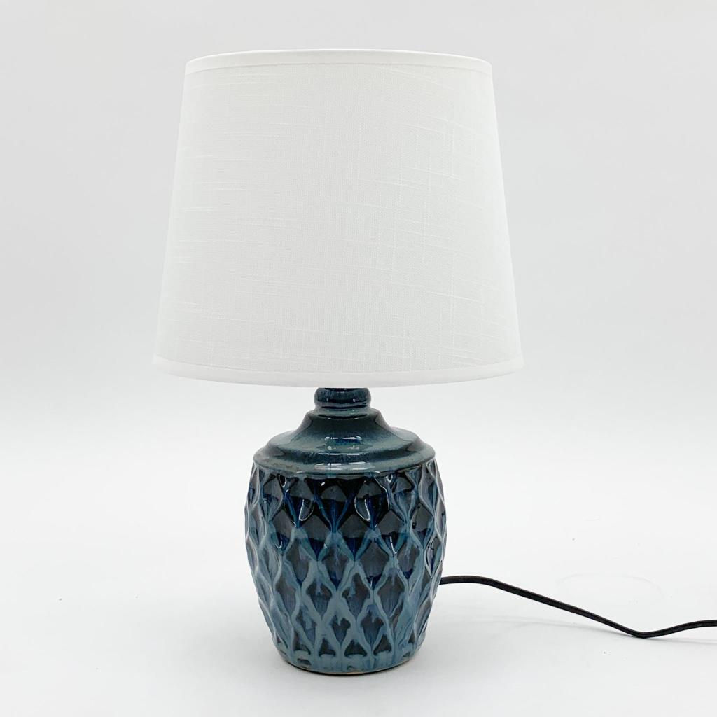 40CM BLUE CERAMIC  LAMP AND SHADE