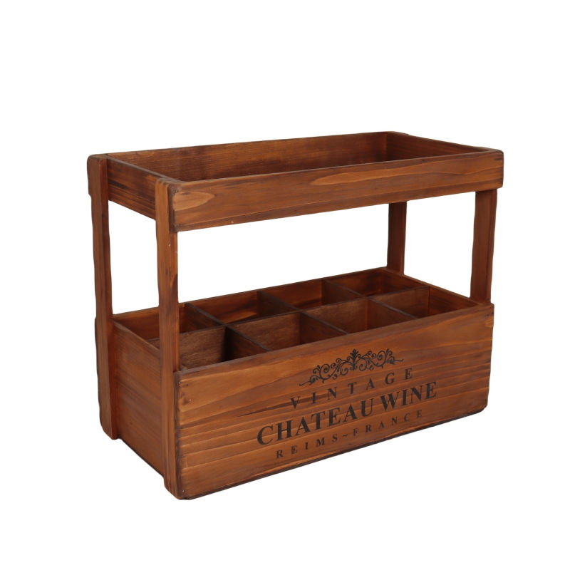47CM WOODEN 8 BOTTLE WINE HOLDER