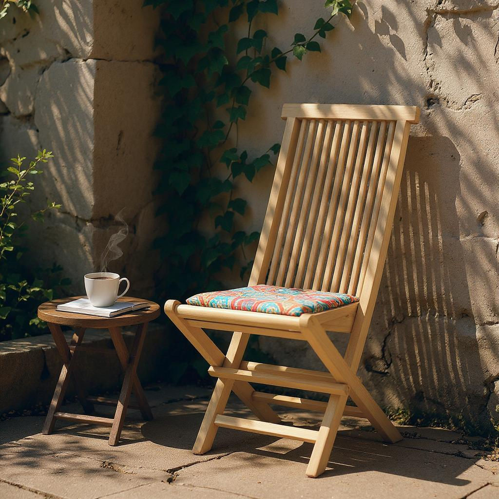 AcaciaHome Weather-Resistant and Durable Solid Teak Garden Dining Folding Chair