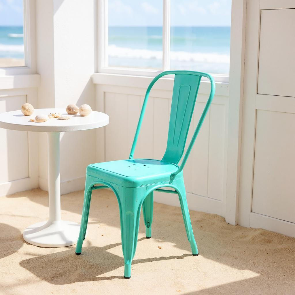 85CM GREEN METAL DINING CHAIR