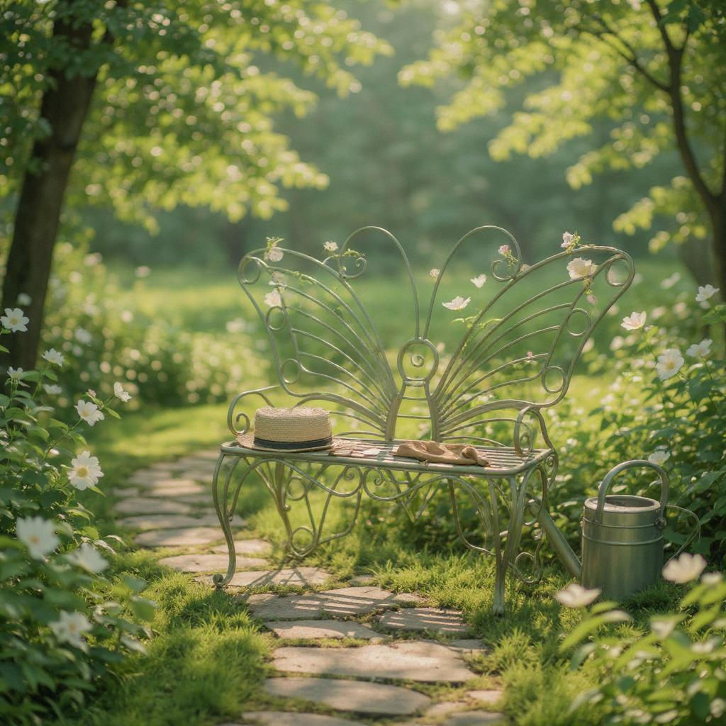 AcaciaHome 2-Seat Vintage Garden Butterfly Bench in Green 150cm