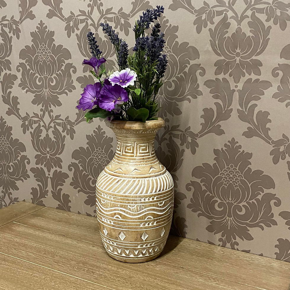 Thumbnail: 30CM HAND CARVED WOODEN VASE