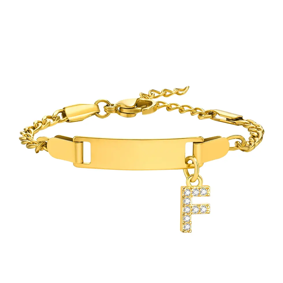 Thumbnail: Personalized Name Bracelet With Initials for Boy Girl, Free Engraving Date ID