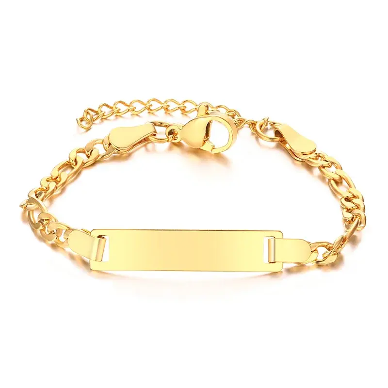 Thumbnail: Personalized Name Bracelet With Initials for Boy Girl, Free Engraving Date ID